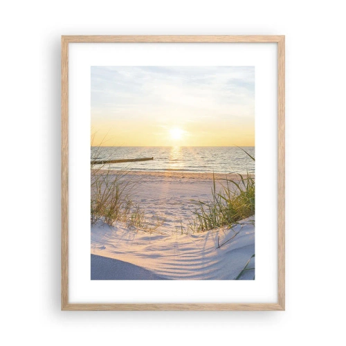 Póster en marco roble claro - El sonido del mar, el canto de los pájaros, una playa virgen entre las dunas... - 40x50 cm