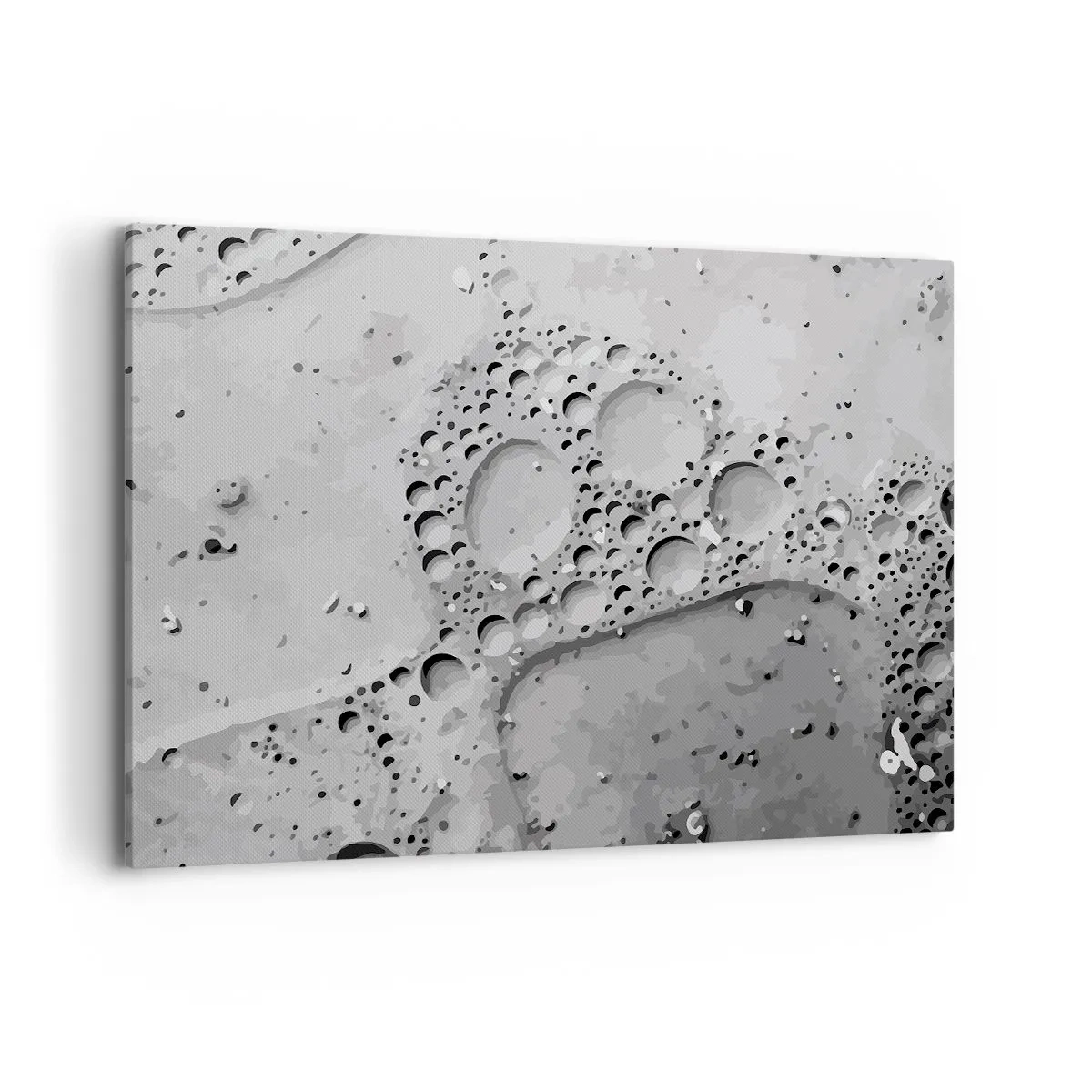 Cuadro sobre lienzo - Impresión de Imagen - Patrón de burbujas en blanco y negro en un estilo minimalista. - 100x70cm - Rastro espumoso - Decoración de pared moderna para salón y dormitorio ARTTOR