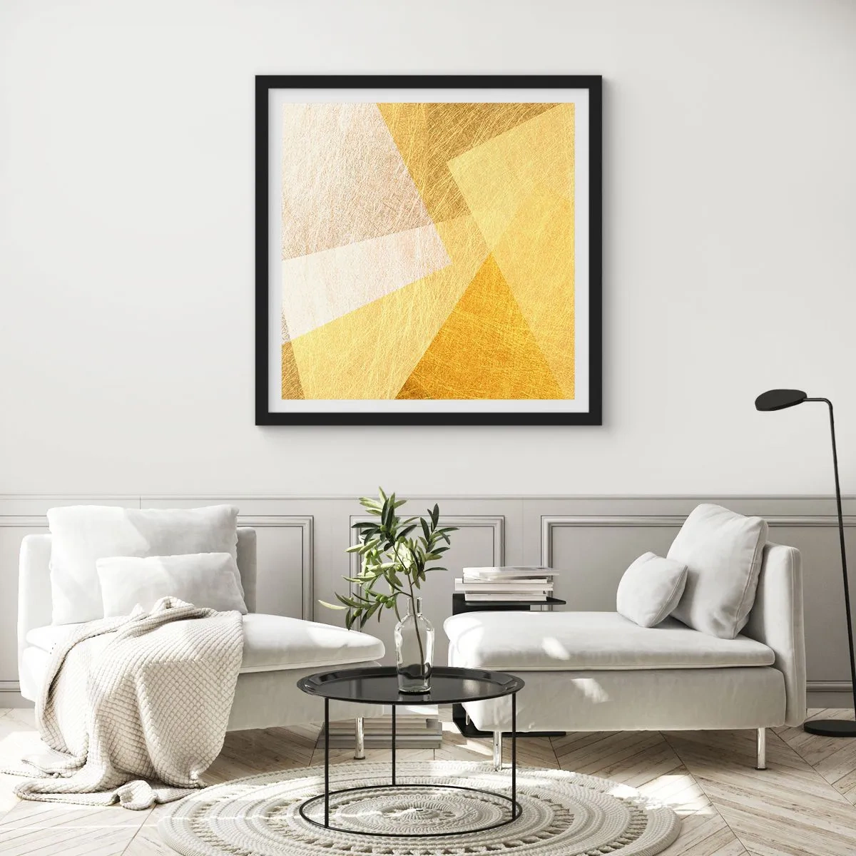 Póster en marco negro - Tiempo de geometría - 30x30 cm