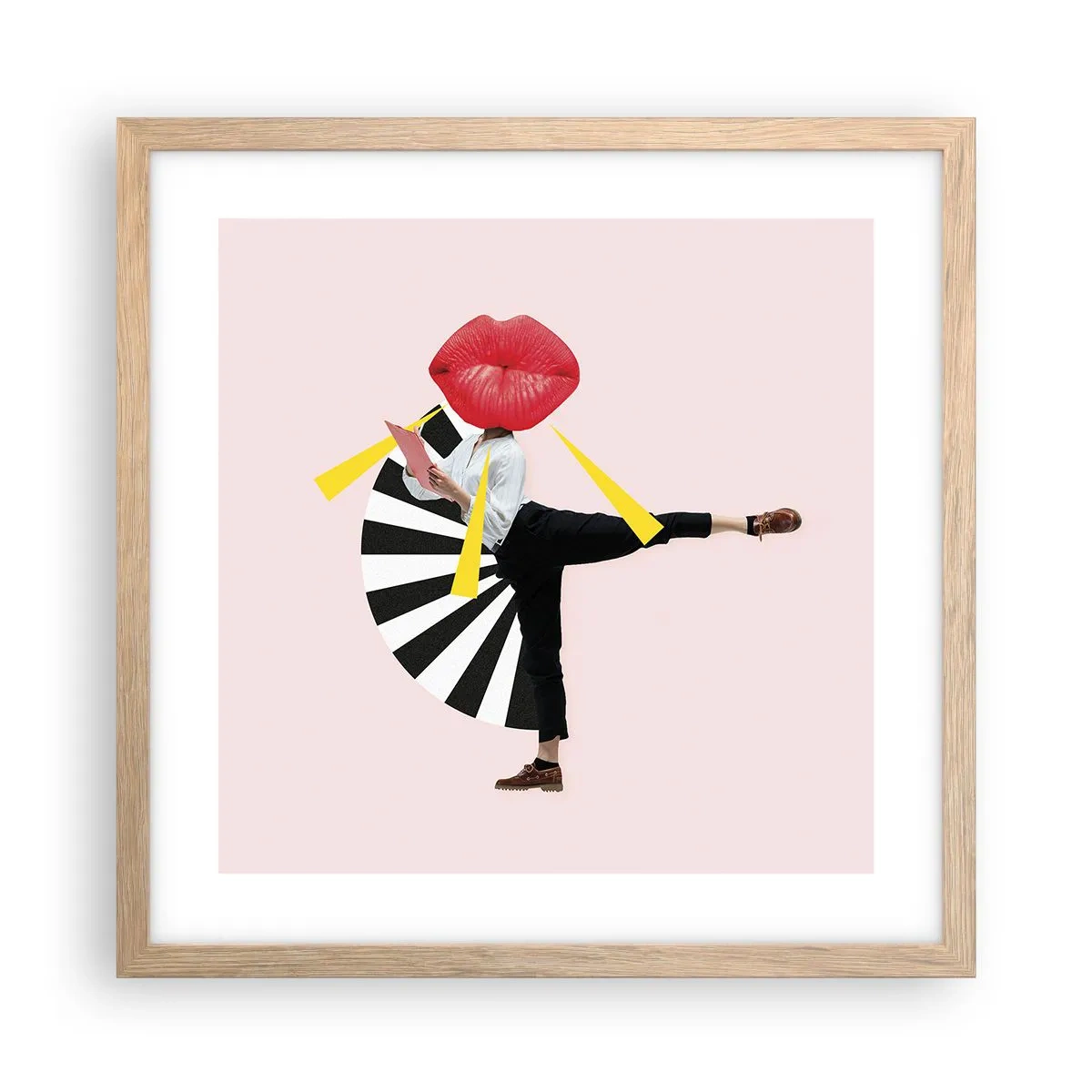 Póster en marco roble claro - Arte pop surrealista - 40x40 cm