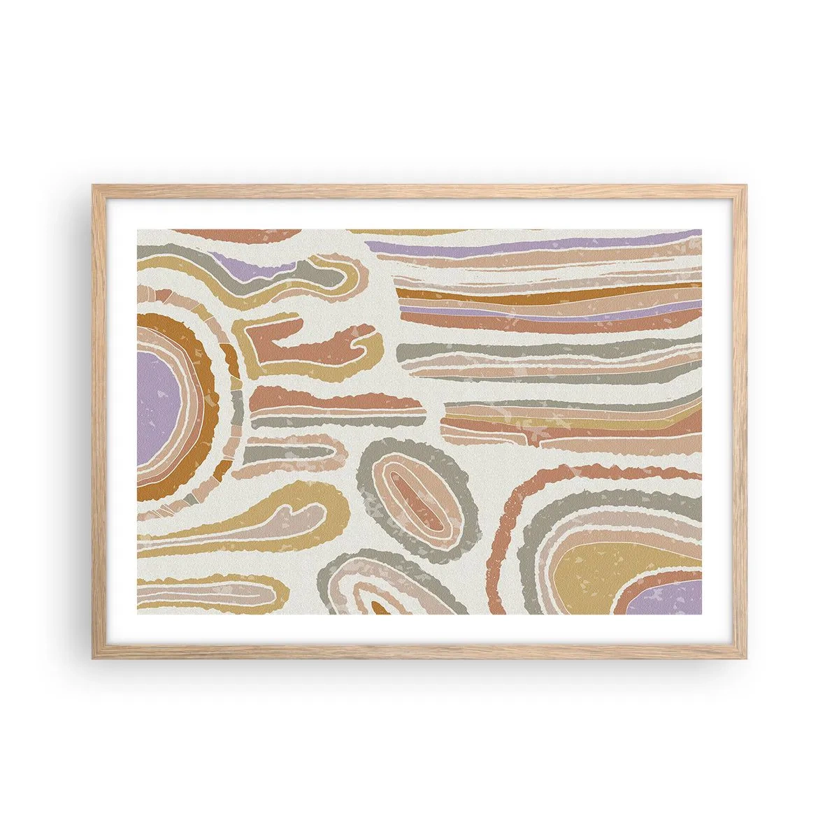 Póster en marco roble claro - Cortes transversales llenos de color - 70x50 cm