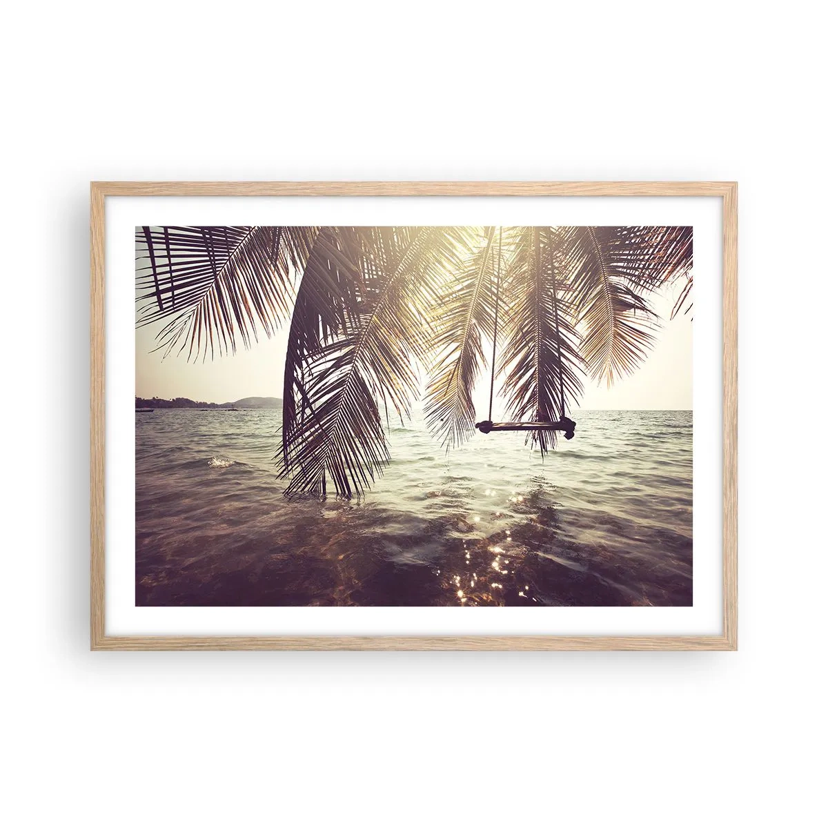 Póster en marco roble claro - Columpiar la imaginación - 70x50 cm