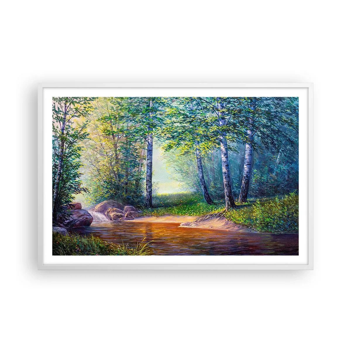 Póster en marco blanco - Paisaje idílico - 91x61 cm
