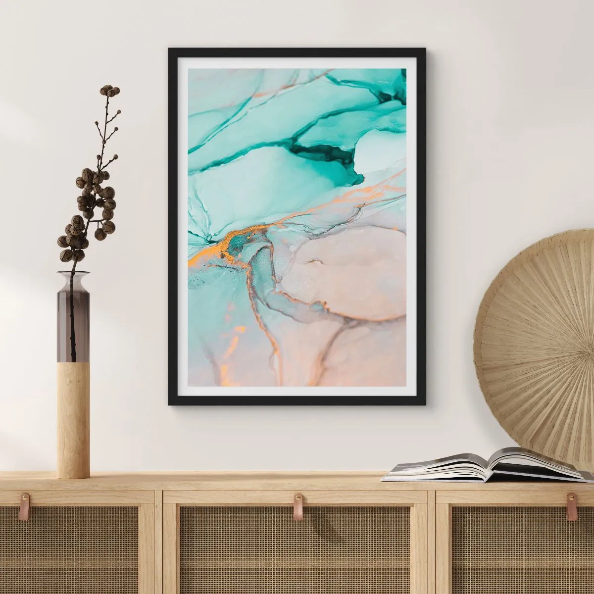 Póster en marco negro - Danza de formas y colores - 40x50 cm