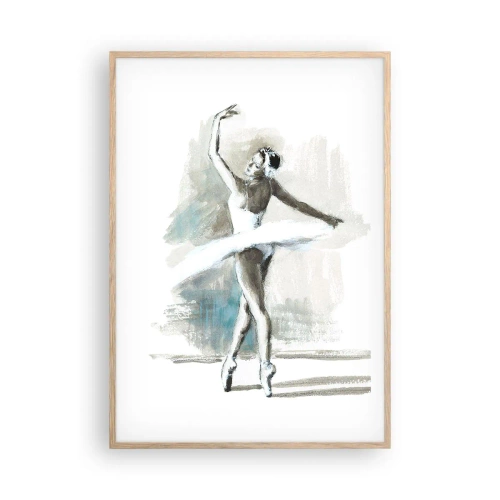 Póster en marco roble claro - Encantada por un cisne - 70x100 cm