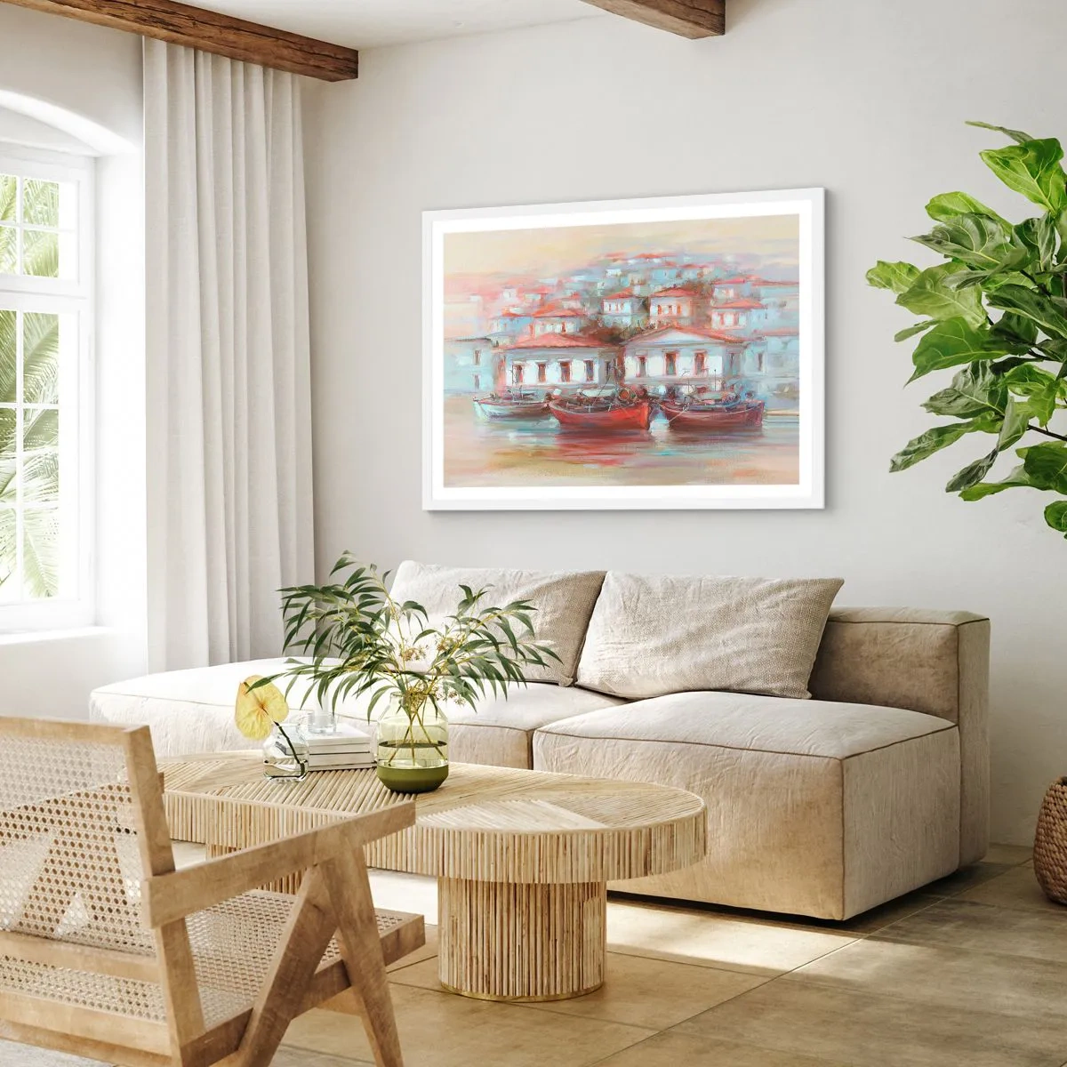 Póster en marco blanco - Ciudad feliz - 91x61 cm