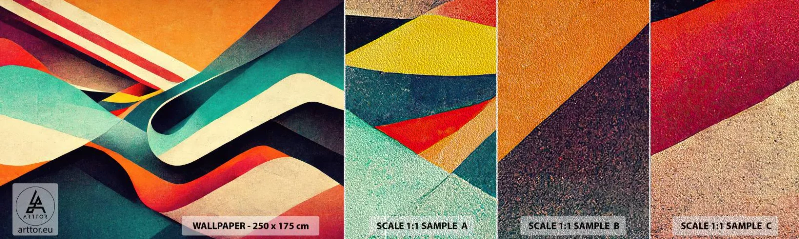 Muestra de fotomural Premium Sand - Composición intensa - Abstracción, Pedazo, Líneas - 100x30 cm