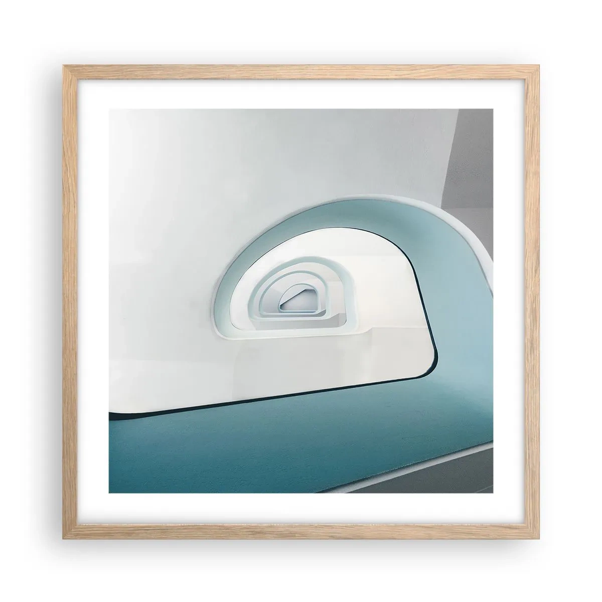 Póster en marco roble claro - Espiral del río azul - 50x50 cm