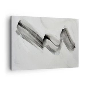 Cuadro sobre lienzo - Impresión de Imagen - Pincelada abstracta en blanco y negro sobre un fondo claro - 70x50cm - Solo por diversión - Decoración de pared moderna para salón y dormitorio ARTTOR