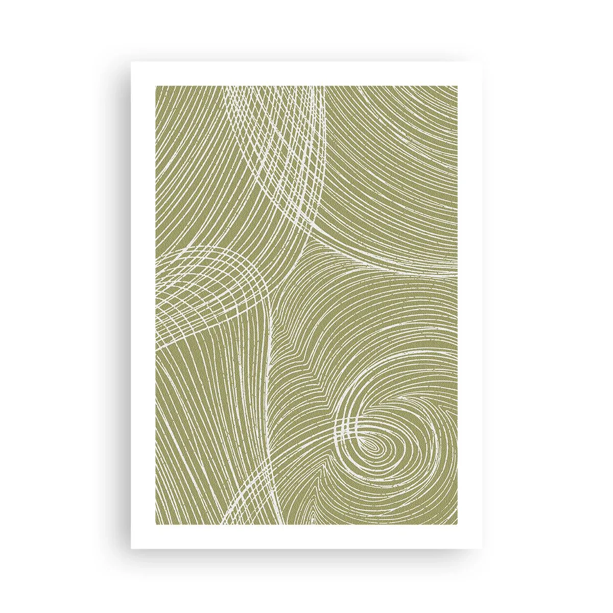Póster - Una composición abstracta en tonos verdes con líneas dinámicas. - 50x70cm - Abstracción intrincada en blanco - Decoración de pared moderna para salón y dormitorio ARTTOR