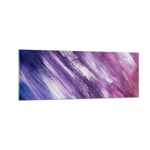 Cuadro sobre vidrio - Impresiones sobre Vidrio - Pinceladas abstractas en tonos morados y rosas - 140x50cm - Cuando sopla el viento del sol - Decoración de pared moderna para salón y dormitorio ARTTOR
