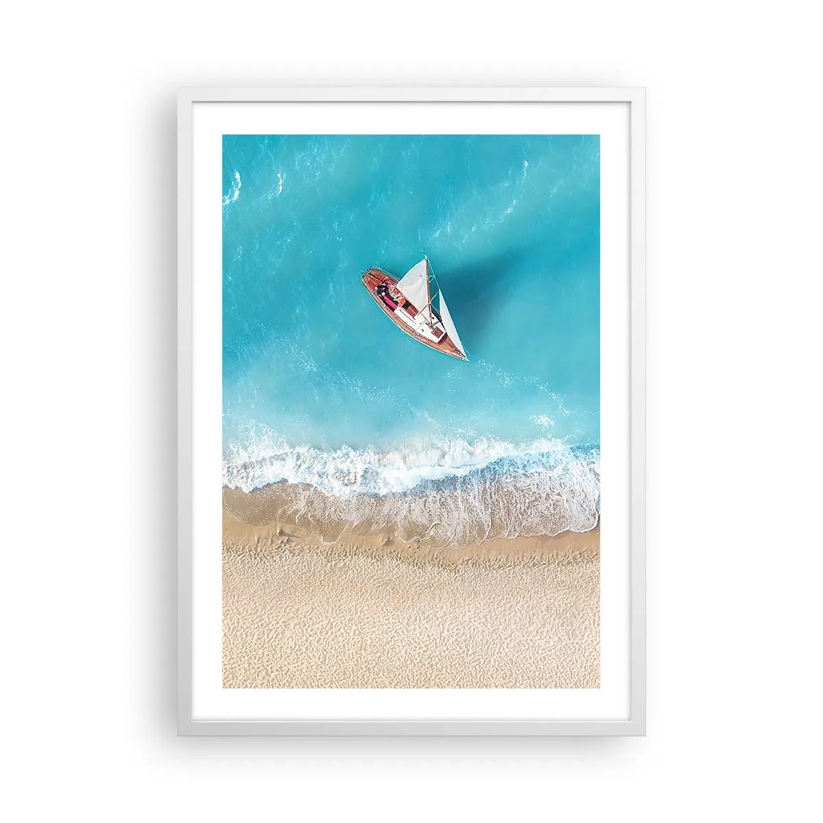 Póster en marco blanco - Frontera celeste y dorada - 50x70 cm