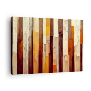 Cuadro sobre lienzo - Impresión de Imagen - Composición geométrica en tonos madera y dorado. - 70x50cm - Himno de los árboles del bosque - Decoración de pared moderna para salón y dormitorio ARTTOR