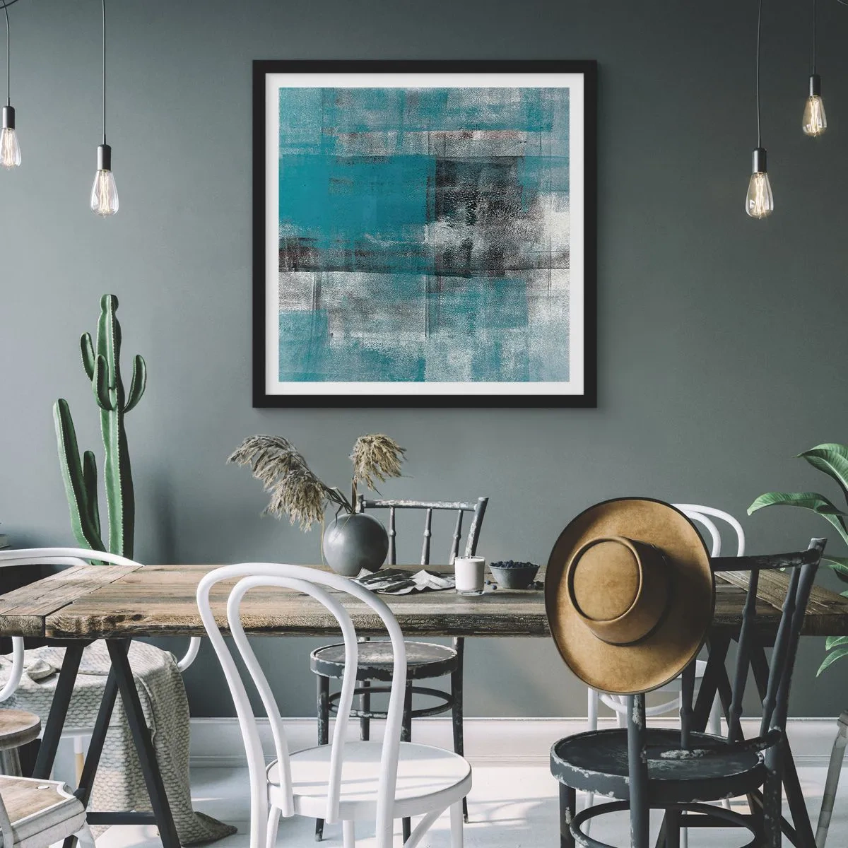 Póster en marco negro - Agua y aire - 60x60 cm