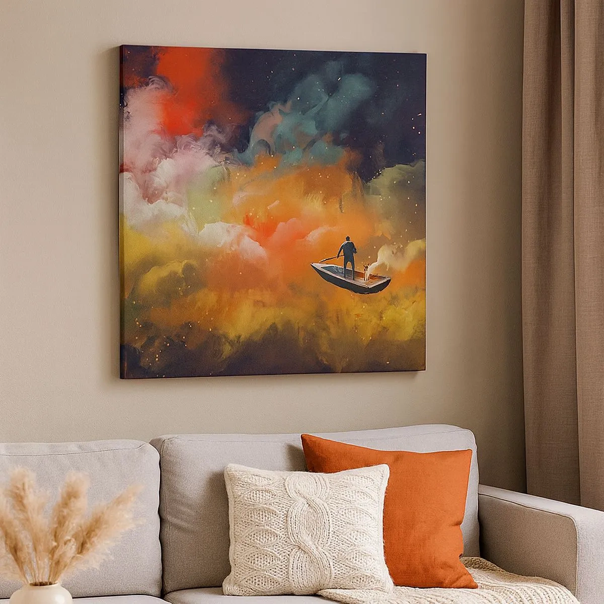 Cuadro sobre lienzo - Impresión de Imagen - En barco por la galaxia - 30x30 cm