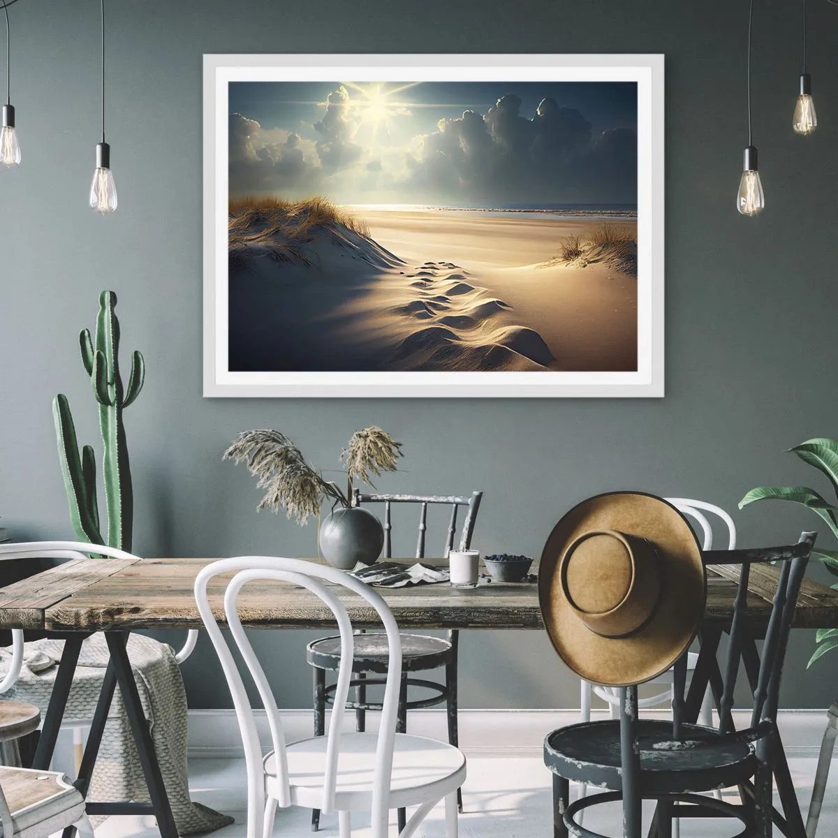 Póster en marco blanco - Paisaje tranquilizador - 91x61 cm