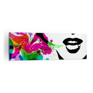 Cuadro sobre lienzo - Impresión de Imagen - Retrato abstracto colorido con formas dinámicas - 160x50cm - Una historia con los colores del arco iris - Decoración de pared moderna para salón y dormitorio ARTTOR