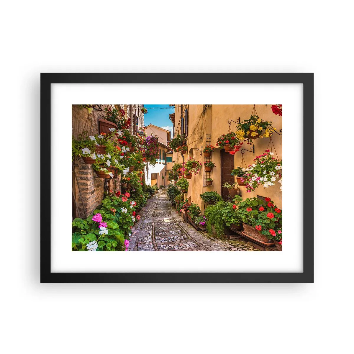 Póster en marco negro - Callejón italiano - 40x30 cm