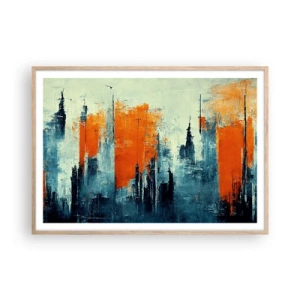 Póster en marco roble claro - Paisaje moderno - 100x70 cm