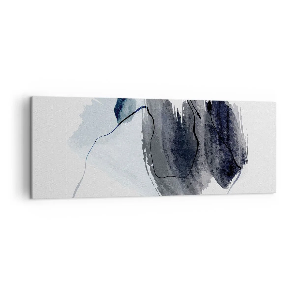 Cuadro sobre lienzo - Impresión de Imagen - Composición abstracta en tonos grises y azules. - 140x50cm - Intensidad y movimiento - Decoración de pared moderna para salón y dormitorio ARTTOR