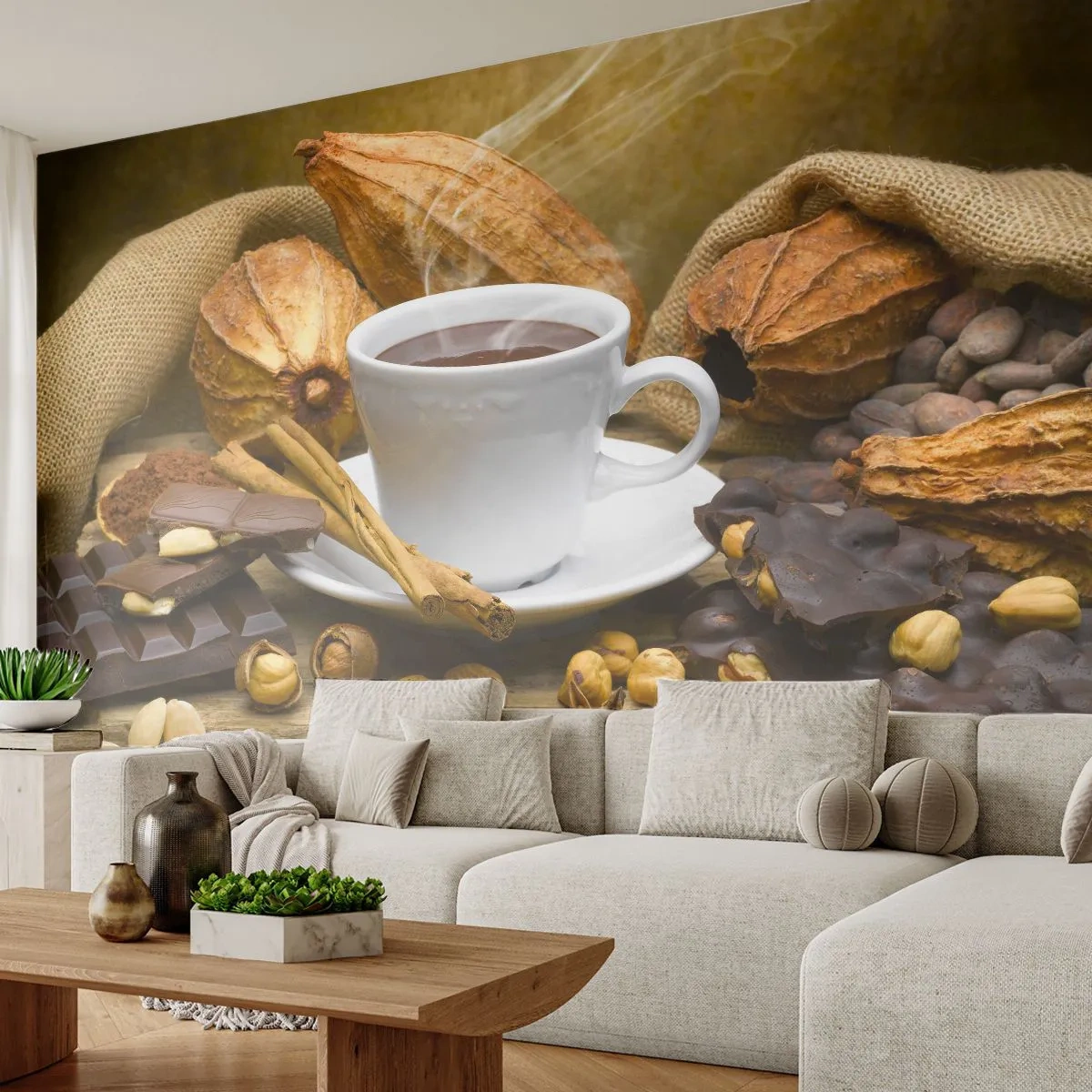 Fotomural Premium Sand - Para los que buscan emociones - Gastronomía, Chocolate, Café - 100x70 cm