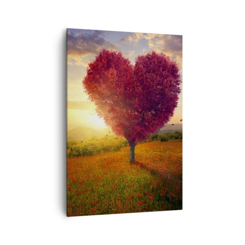 Cuadro sobre lienzo - Impresión de Imagen - Árbol en forma de corazón al atardecer - 70x100cm - Te atrapa el corazón - Decoración de pared moderna para salón y dormitorio ARTTOR