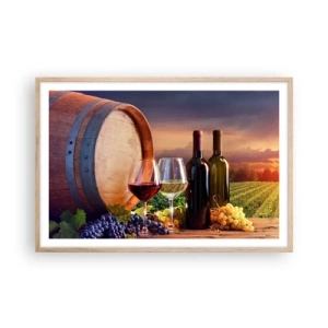 Póster en marco roble claro - Aquí la vida tiene un sabor - 91x61 cm