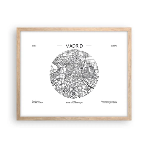 Póster en marco roble claro - Anatomía de Madrid - 50x40 cm