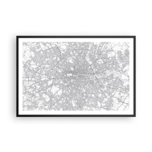 Póster en marco negro - Un mapa del laberinto de Londres - 91x61 cm