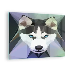 Cuadro sobre vidrio - Impresiones sobre Vidrio - Geometría del lobo en un estilo moderno - 70x50cm - El recuerdo de las nieves del norte - Decoración de pared moderna para salón y dormitorio ARTTOR