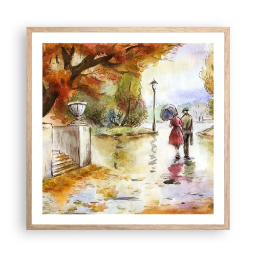 Póster en marco roble claro - Un otoño romántico en el parque - 60x60 cm