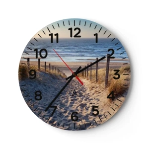 Reloj de pared - Reloj de vidrio - El sonido del mar, el canto de los pájaros, una playa virgen entre las dunas... - 30x30 cm