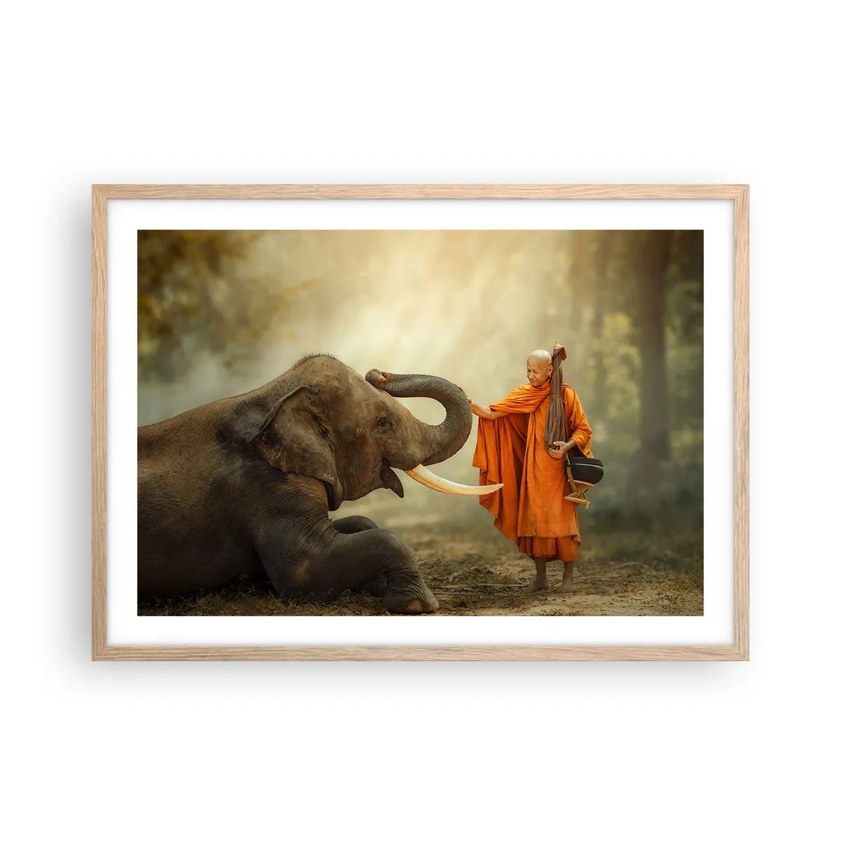 Póster en marco roble claro - Un encuentro en un viaje - 70x50 cm