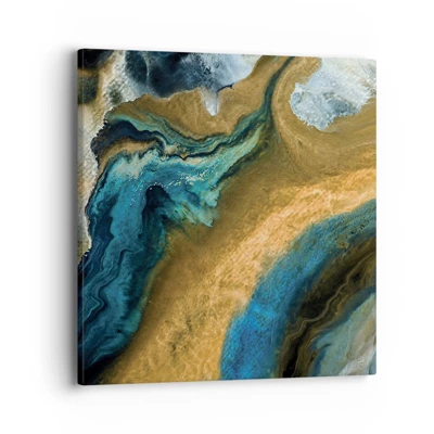 Cuadro sobre lienzo - Impresión de Imagen - Azul - amarillo - influencia mutua - 40x40 cm