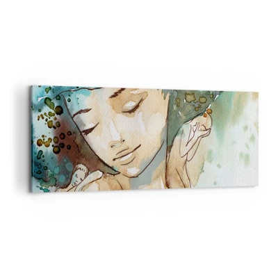 Cuadro sobre lienzo - Impresión de Imagen - Dama de azul - 100x40 cm