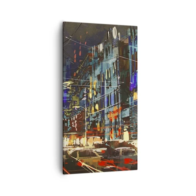 Cuadro sobre lienzo - Impresión de Imagen - El bullicio nocturno de la calle - 55x100 cm