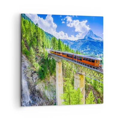 Cuadro sobre lienzo - Impresión de Imagen - Ferrocarril a los Alpes - 50x50 cm