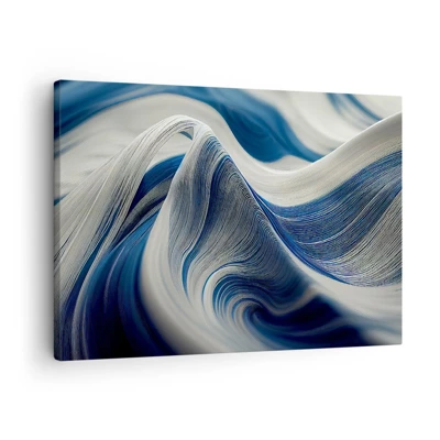 Cuadro sobre lienzo - Impresión de Imagen - Fluidez de azul y blanco - 70x50 cm