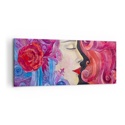 Cuadro sobre lienzo - Impresión de Imagen - Inspiración en rojo y violeta - 100x40 cm