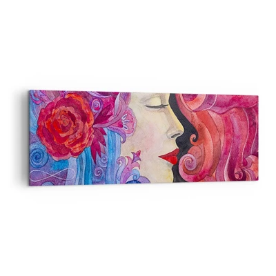 Cuadro sobre lienzo - Impresión de Imagen - Inspiración en rojo y violeta - 140x50 cm