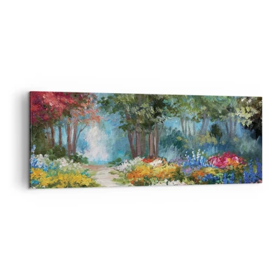 Cuadro sobre lienzo - Impresión de Imagen - Jardín forestal, bosque floral - 140x50 cm