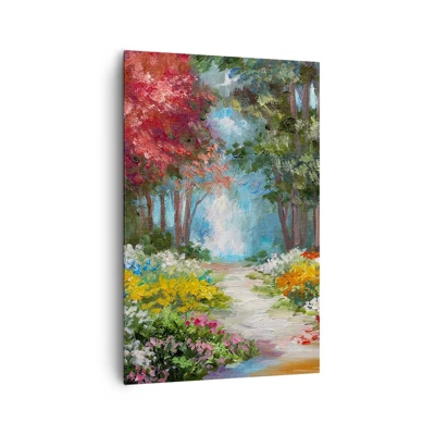Cuadro sobre lienzo - Impresión de Imagen - Jardín forestal, bosque floral - 80x120 cm