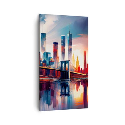 Cuadro sobre lienzo - Impresión de Imagen - Nueva York siempre luce - 45x80 cm