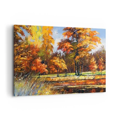 Cuadro sobre lienzo - Impresión de Imagen - Paisaje en dorado y marrón - 120x80 cm