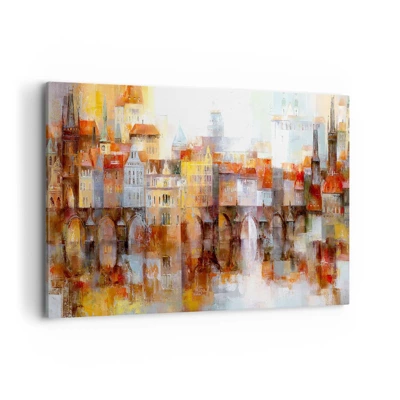 Cuadro sobre lienzo - Impresión de Imagen - Puente y ciudad - 100x70 cm