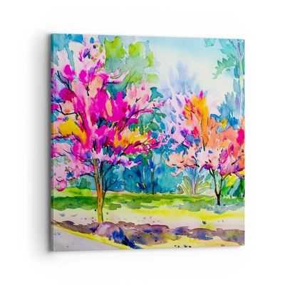 Cuadro sobre lienzo - Impresión de Imagen - Un jardín de arco iris en el esplendor de la primavera - 70x70 cm