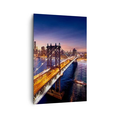 Cuadro sobre lienzo - Impresión de Imagen - Un puente luminoso hacia el corazón de la ciudad - 80x120 cm