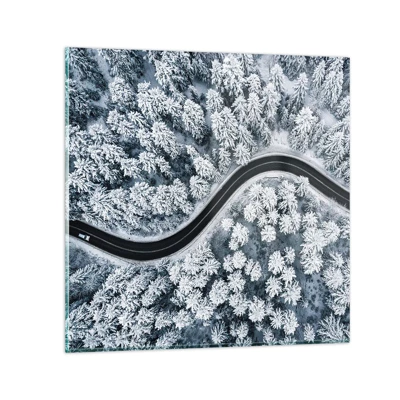 Cuadro sobre vidrio - Impresiones sobre Vidrio - A través de un bosque invernal - 70x70 cm