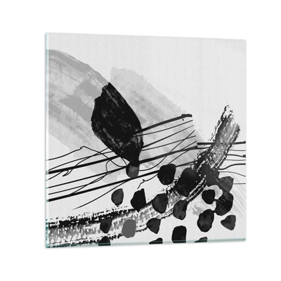 Cuadro sobre vidrio - Impresiones sobre Vidrio - Abstracción orgánica en blanco y negro - 40x40 cm