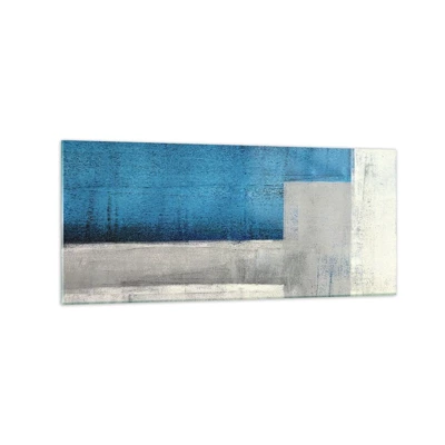 Cuadro sobre vidrio - Impresiones sobre Vidrio - Composición poética de gris y azul - 120x50 cm